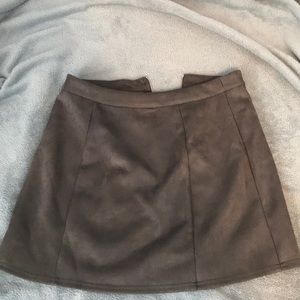 Suede Pleated Skirt